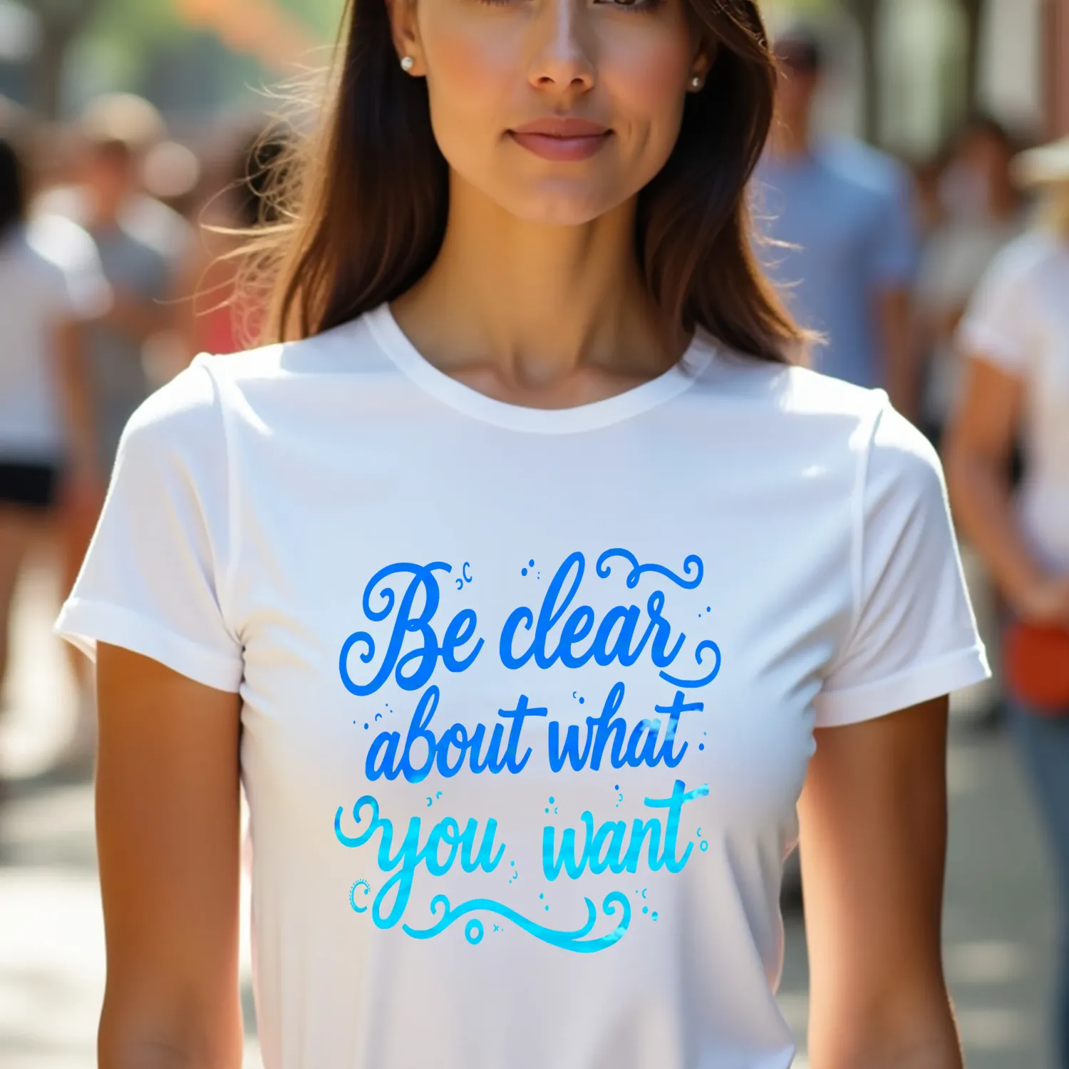 T-Shirt Affirmation ✨ Be clear about what you want ✨  (Blue)
