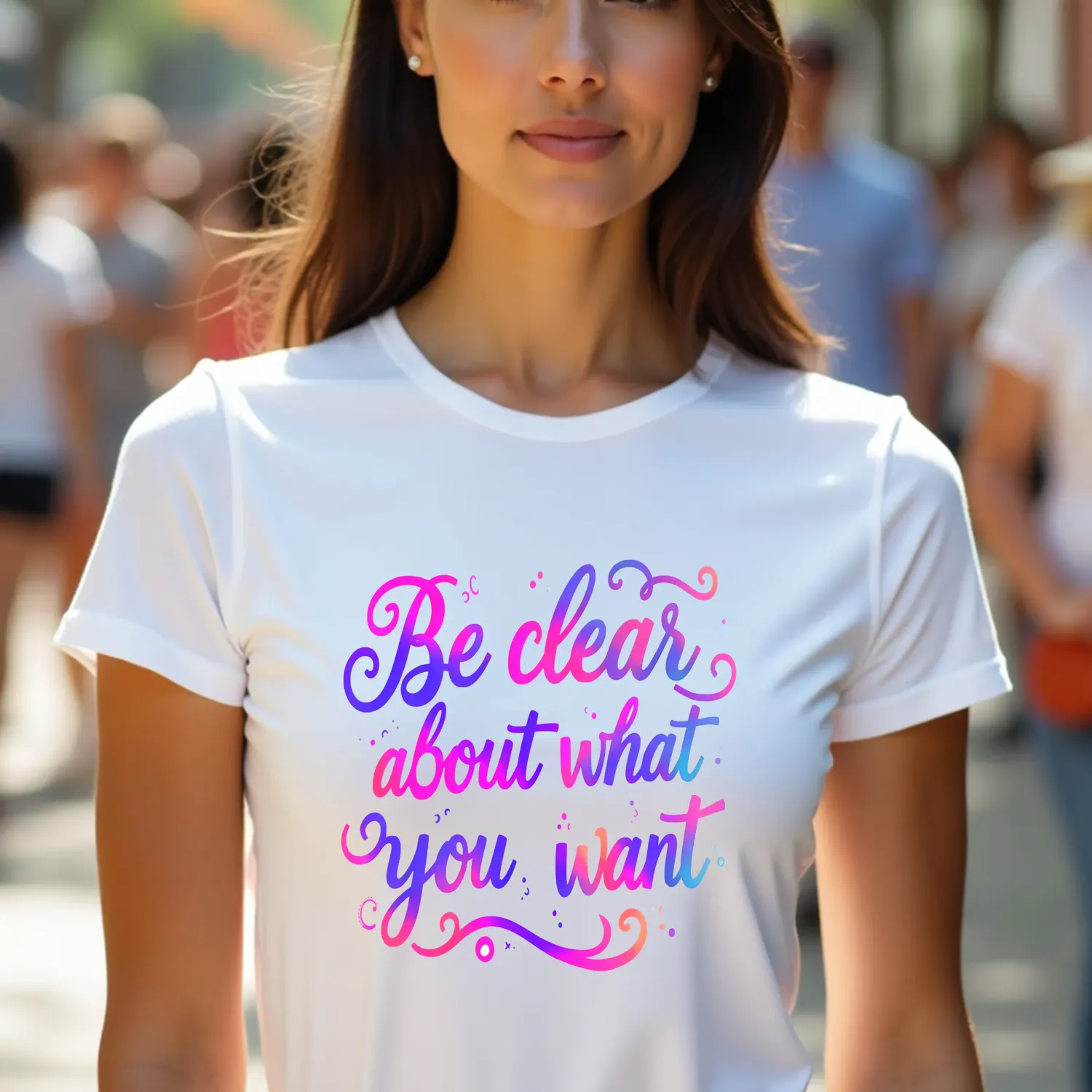 T-Shirt Affirmation ✨ Be clear about what you want ✨ (Multicolore)