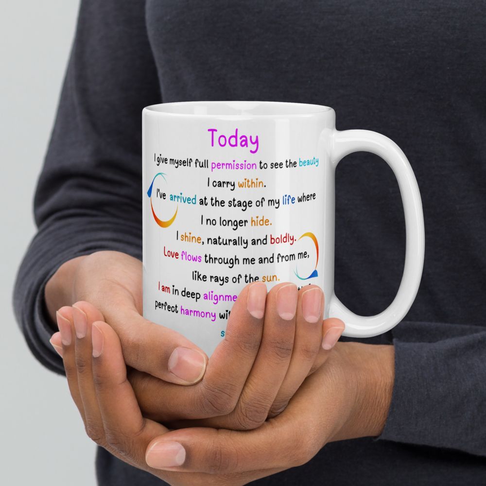 🌸 Today, I give myself full permission – Affirmation Coffee Mug
