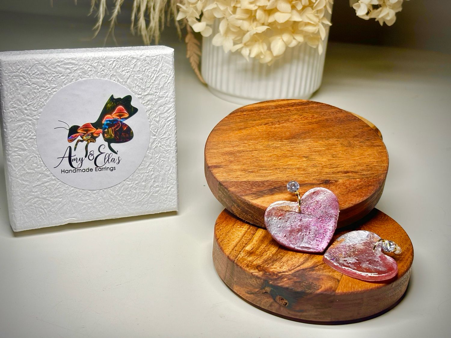 Pink Statement Heart Studs