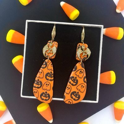 Golden Dragon Halloween Ghost Earrings