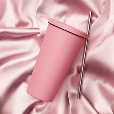 Insulated tumbler with a straw