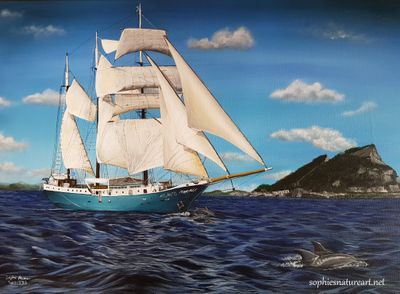 Tallship Atlantis vor Gibraltar (Original Gemälde)