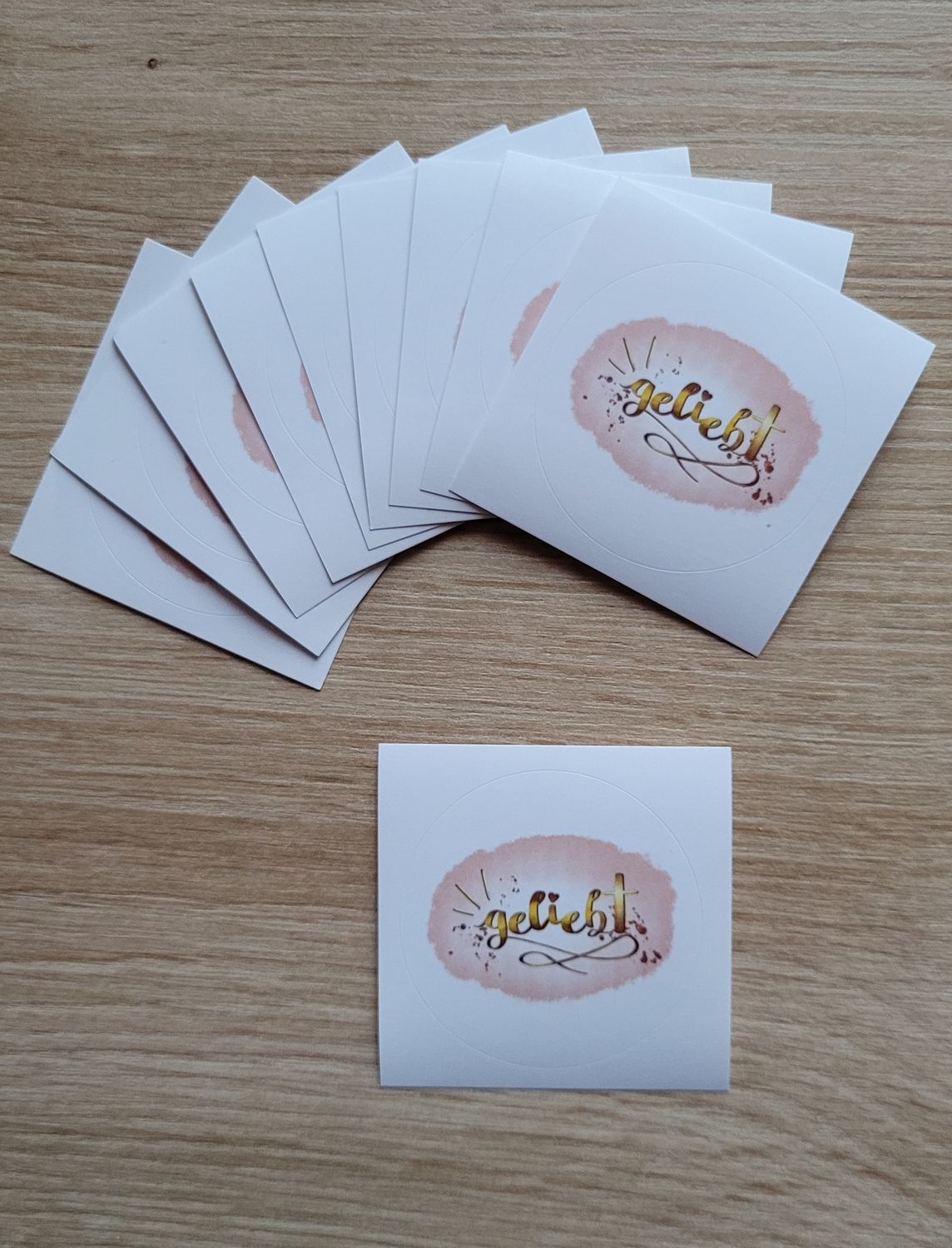 5er Pack Sticker 45 mm, rund &quot;Geliebt&quot;