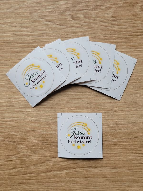 Sticker 30 mm, rund "Jesus kommt wieder"