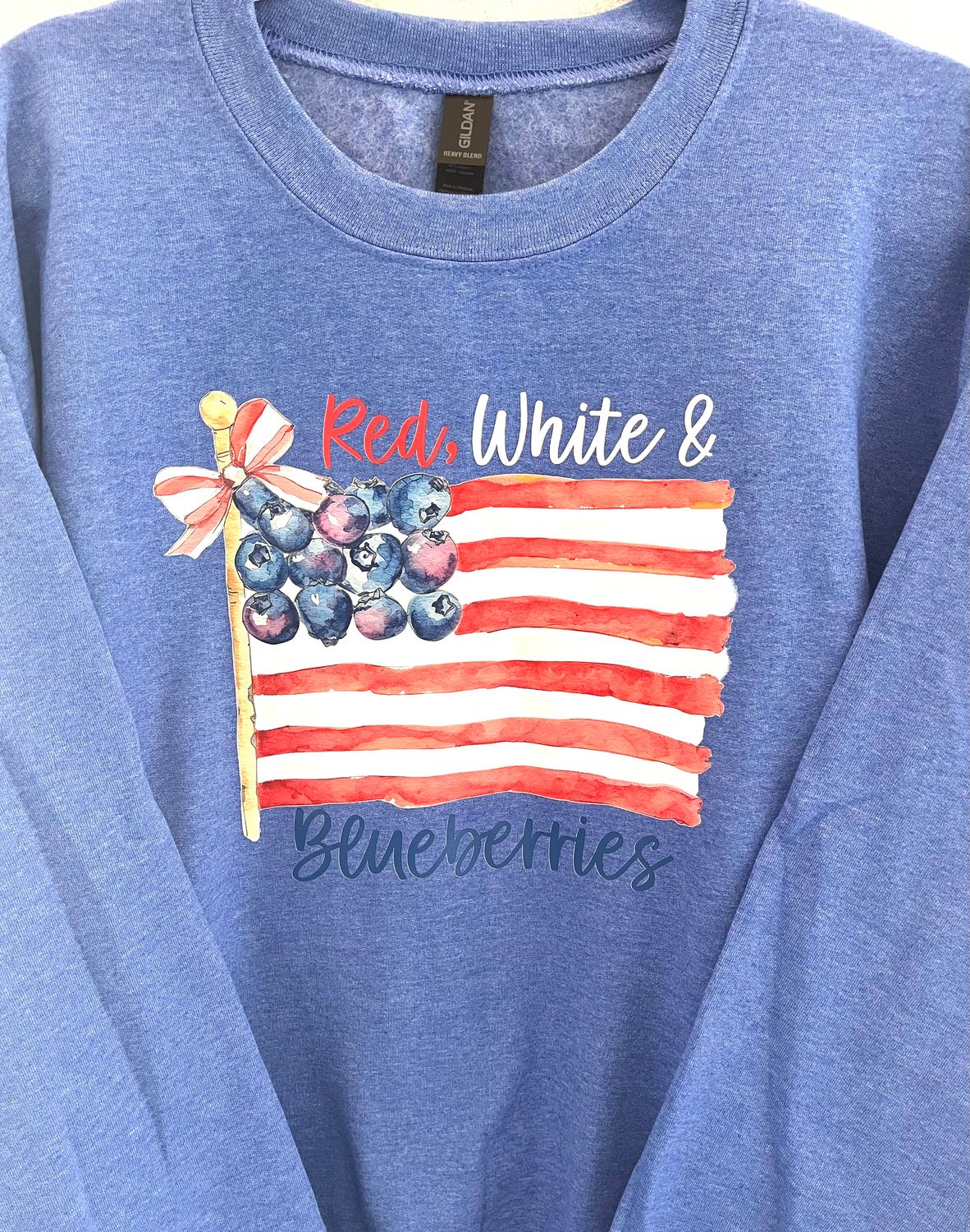 Red White &amp; Blueberries - Heather Sport Royal - Crew Sweatshirt