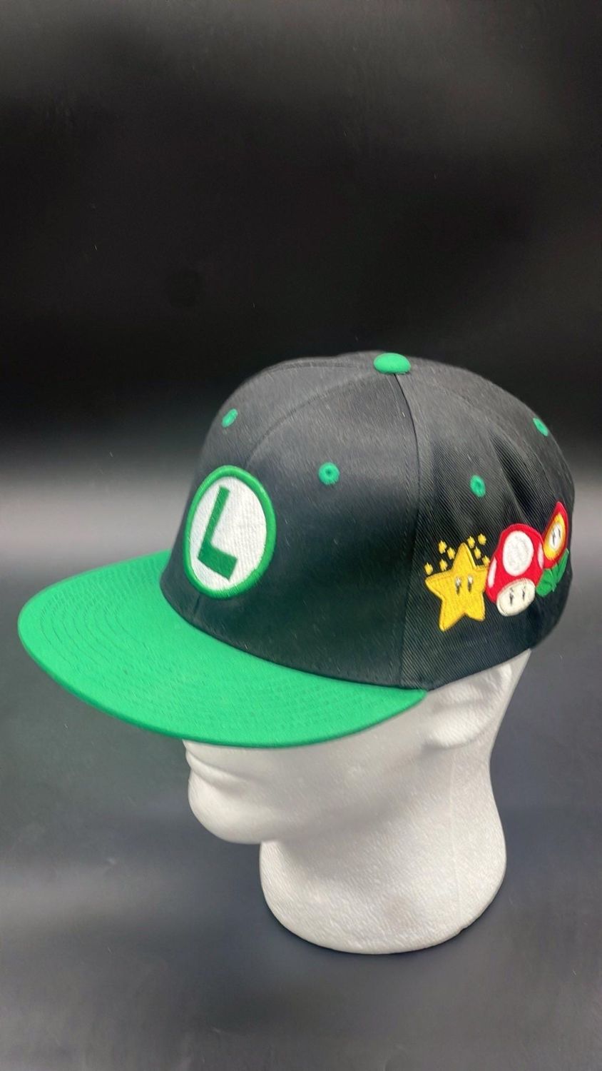 Luigi Inspired Custom Hat | Super Mario Brothers Gamer Cap with Power-Ups &amp; Villains | Retro Gaming Gift for Nintendo Fans