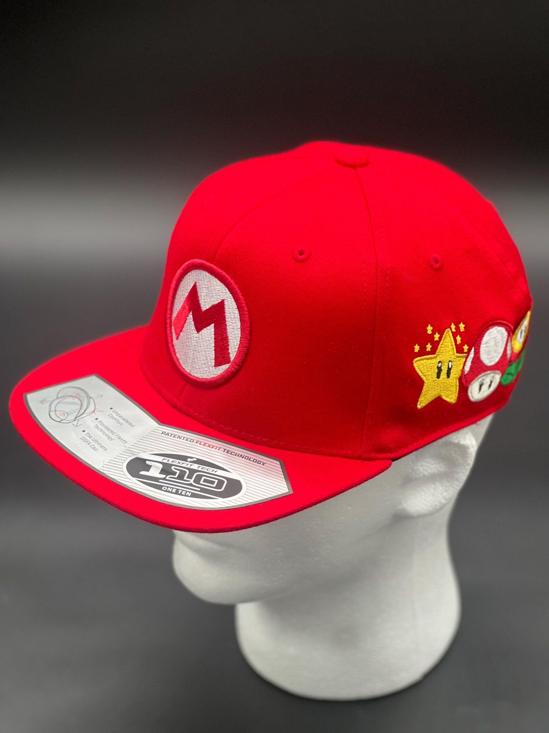 Mario-Inspired Custom Embroidered Hat – Super Mario Gamer Cap with Power-Ups &amp; Villains – Retro Gaming Snapback for Nintendo Fans