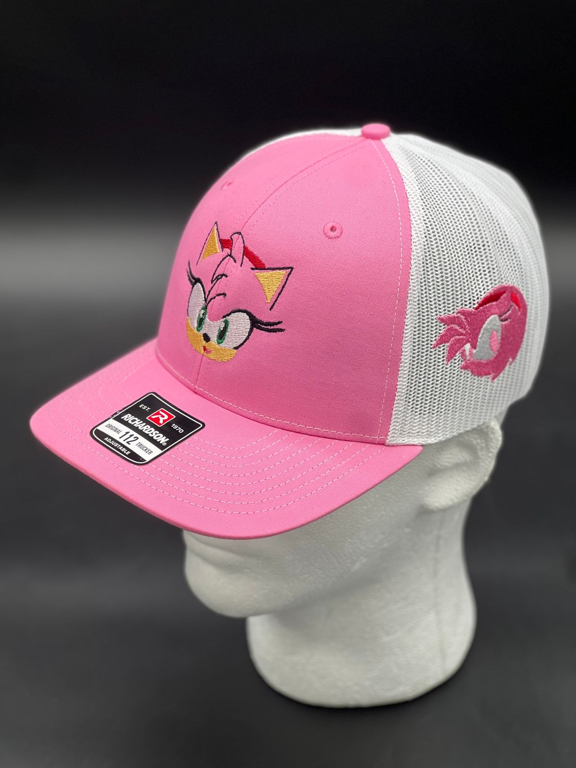 Amy Rose Inspired | Custom Embroidered Trucker Hat | Sega Sonic Universe Streetwear | Retro Gamers Gift