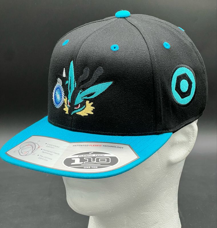 Lucario Inspired Embroidered Snapback Hat | Pokémon Streetwear | Custom Anime Cap | Holiday Gift for Gamers &amp; Collectors