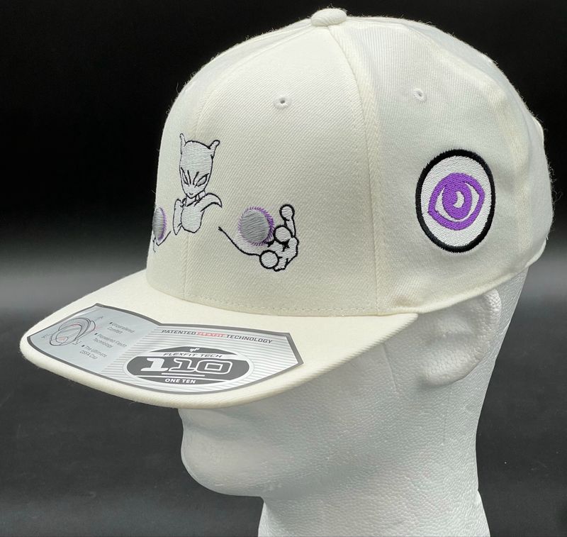 MewTwo Psystrike Inspired Embroidered Snapback Hat | Custom Pokémon Cap | Holiday Gift for Anime Fans &amp; Collectors | Flexfit 110 Streetwear