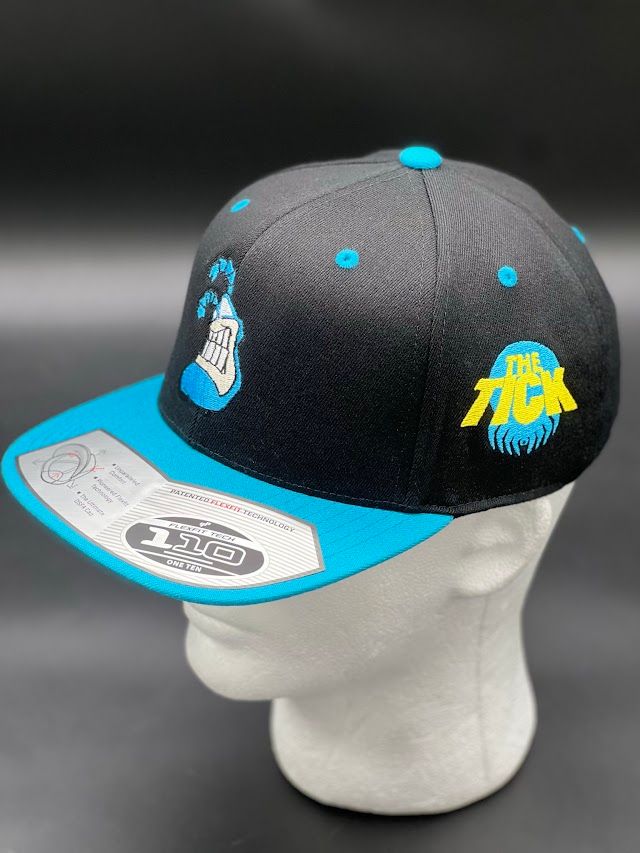 The Tick Inspired Flexfit 110 Snapback Hat Vintage 90s Superhero Embroidered Pop Culture Cap
