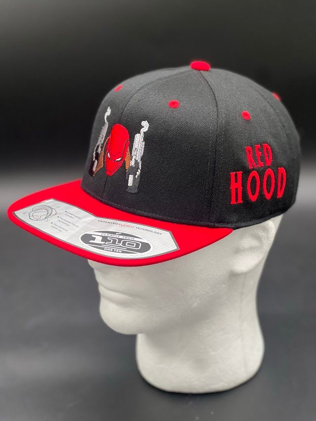 Red Hood Inspired Hat | Embroidered Flexfit 110 Snapback | Gotham Outlaw Fan Cap