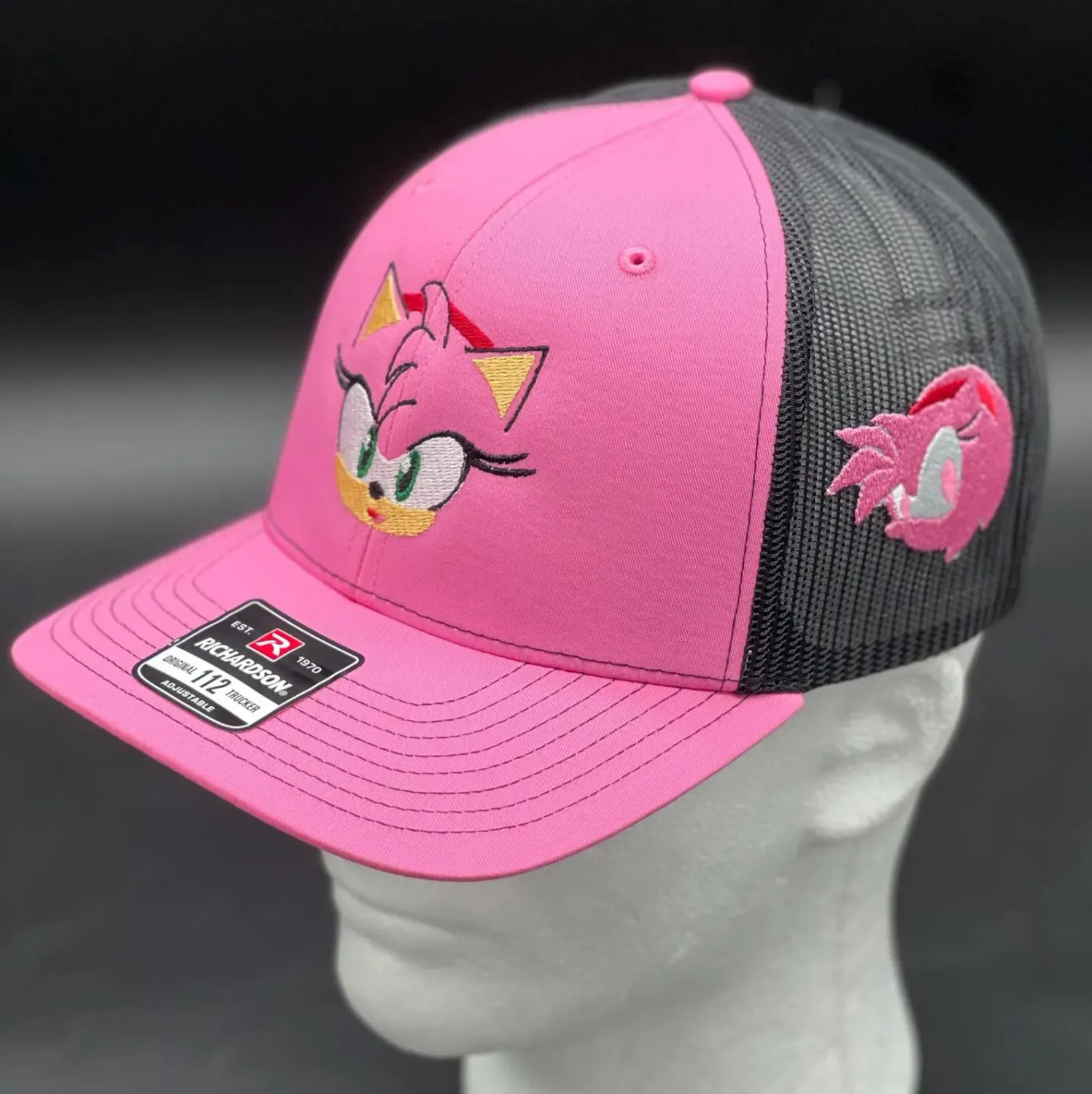 Amy Rose Inspired | Custom Embroidered Trucker Hat | Sega Sonic Universe Streetwear | Retro Gamers Gift