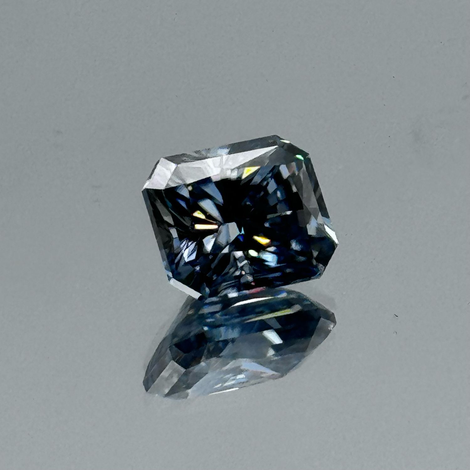 Blue Moissanite 10x8mm approx, 3.7ct Radiant Cut, Loose Moissanite Gemstone
