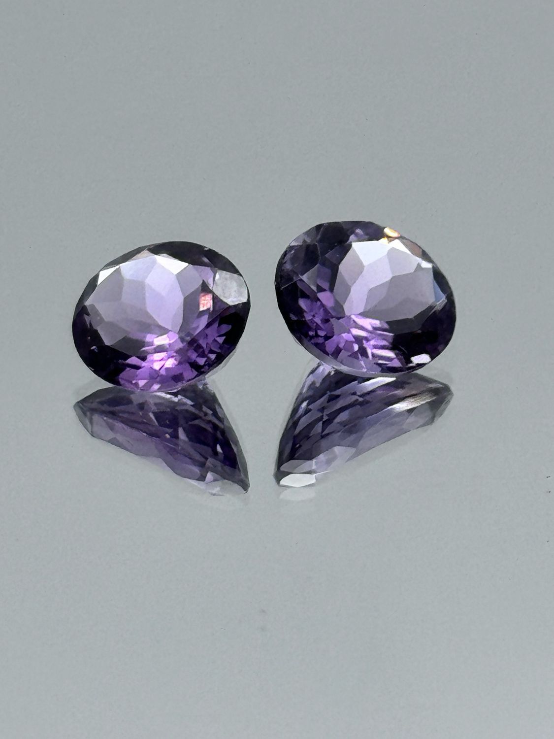 Natural Faceted Amethyst Pair, Approx 12x10mm Oval, 7.72 ctw