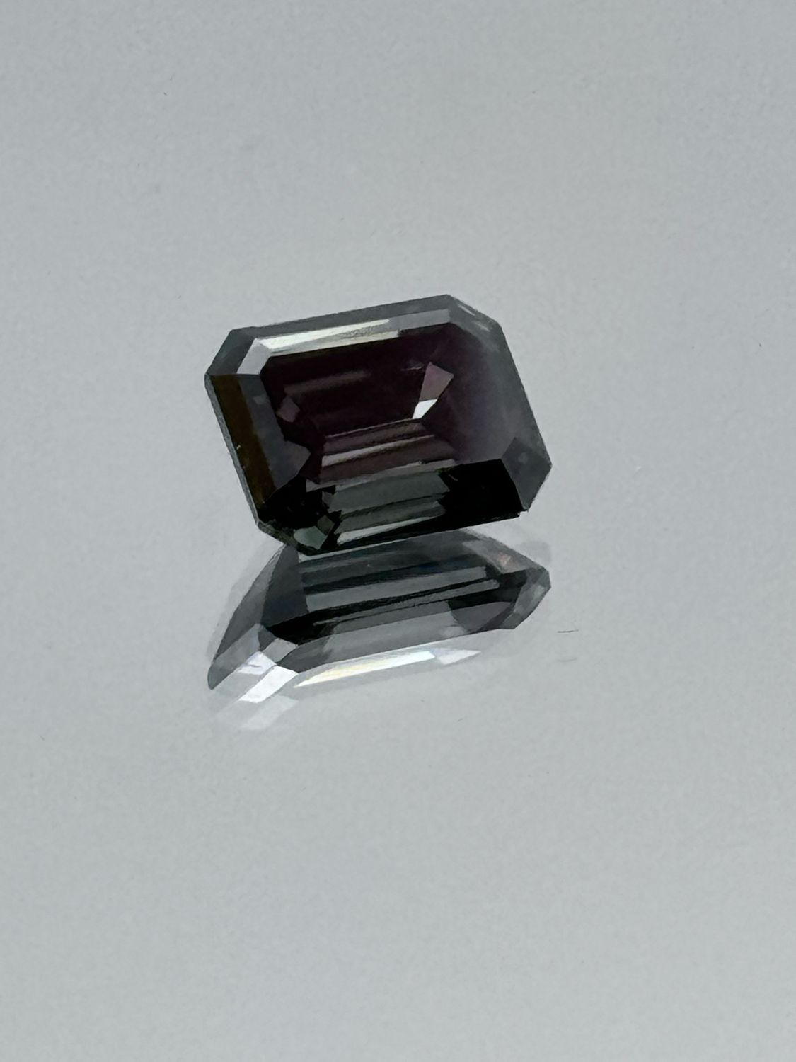 Gray Moissanite 9x7mm approx, 2.55ct Emerald Step Cut, Loose Moissanite Gemstone