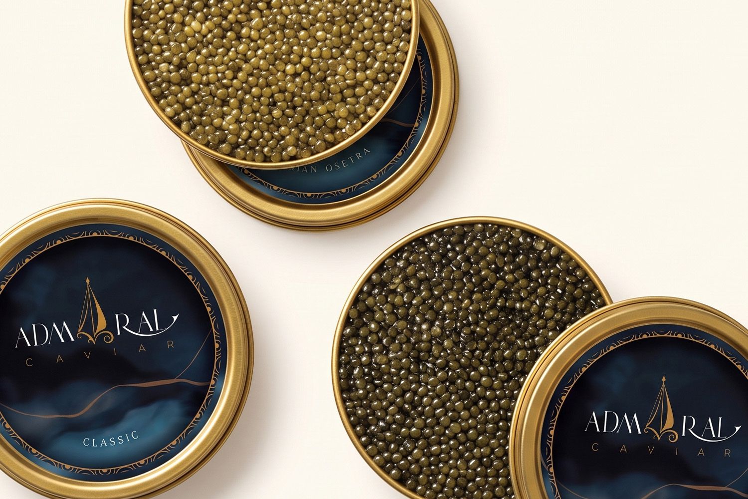 Admiral Caviar Connoisseur Trio gift set with three 50g caviar tins