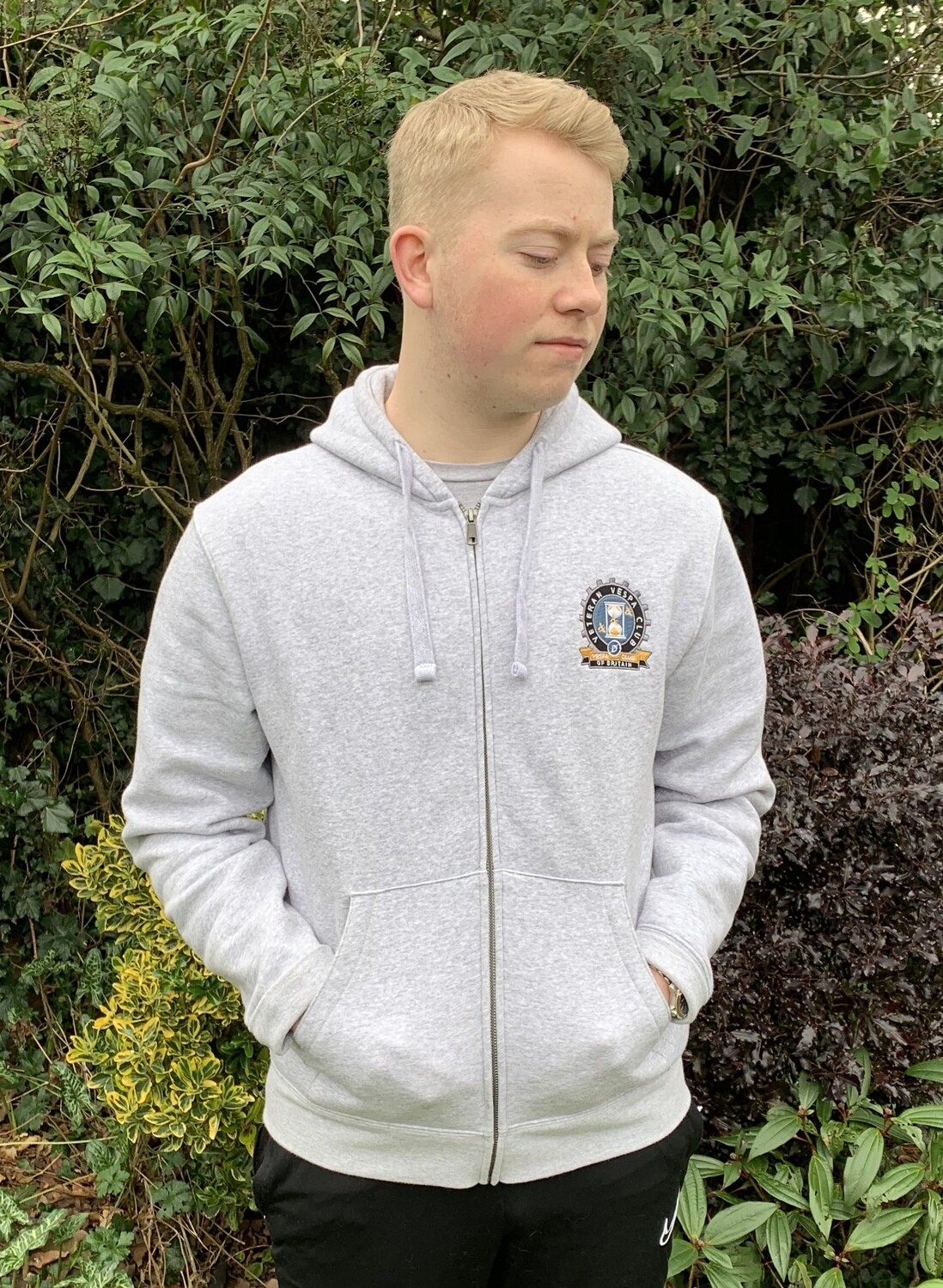 VVC / Douglas Zipped Hooded Sweatshirt with embroidered badge - 10 colour choices (Russel)