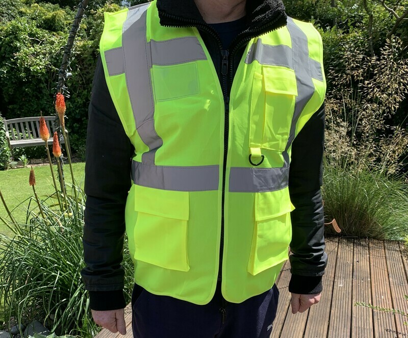 New VVC Yellow High-visibility  Waistcoat - (with zip fastening &amp; pockets ) available 8 sizes