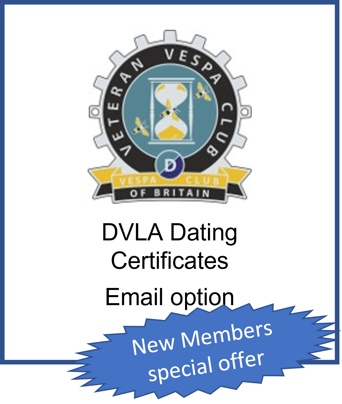 VVC Dating Certificate - Brand new Members - email photo option (no SAE required)