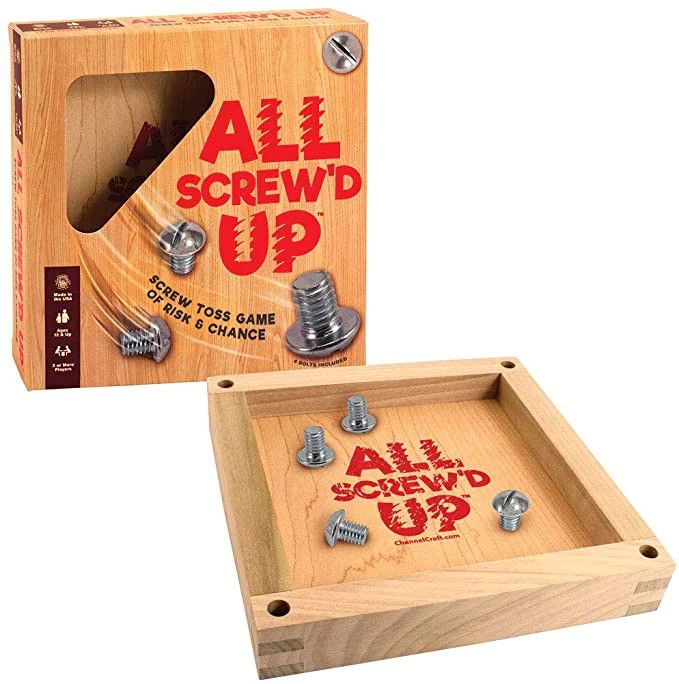 A sturdy wooden board game called &quot;All Screw&#39;d Up&quot;