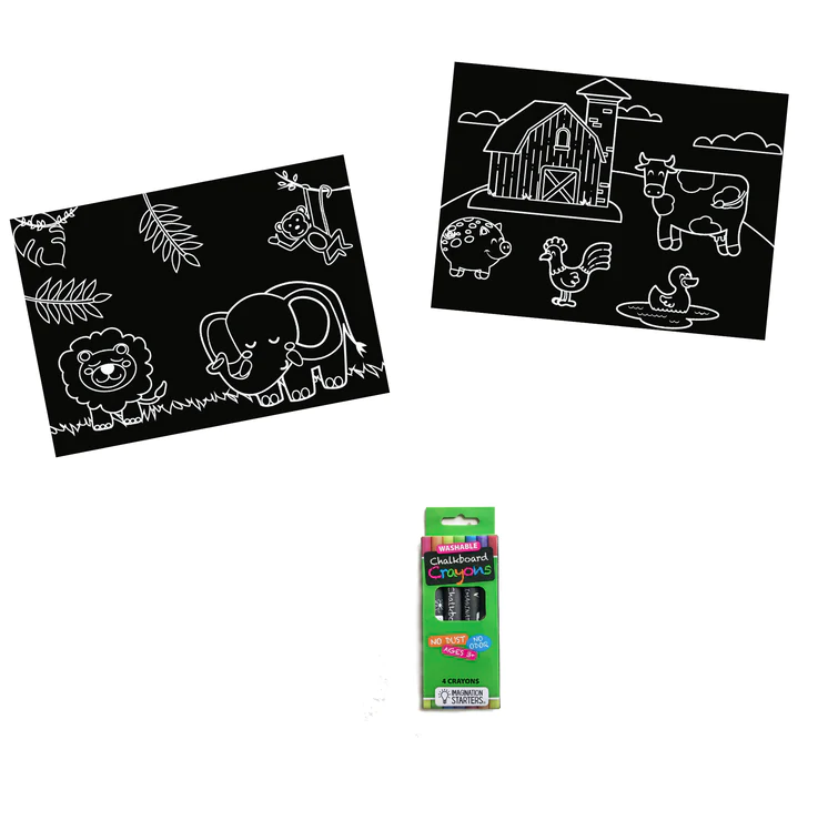 Chalkboard Coloring Cards - Farm/Jungle