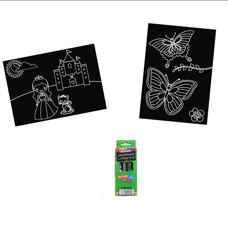 Chalkboard Coloring Cards - Princess/Butterfly