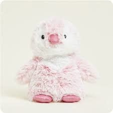 A pink glittery weighted penguin that&#39;s lavender scented.