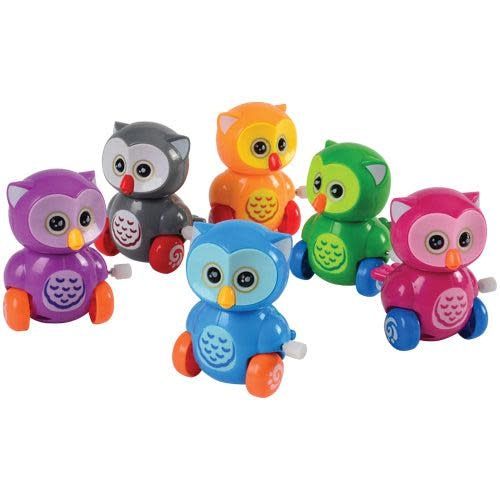 An assortment of cute and colorful wind up owls