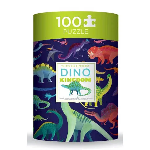 A 100 piece dino  floor puzzle with a cute design