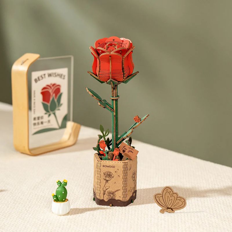 Rowood Wooden Flower - Red Rose