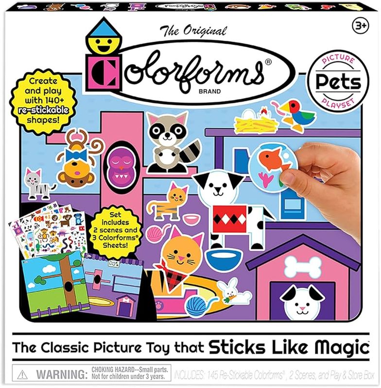 A cute and vibrant Colorforms pets set with a variety of different cute animals.