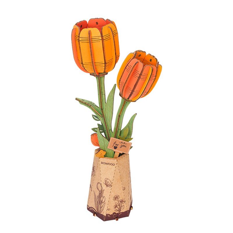 Rowood Wooden Flower - Orange Tulip
