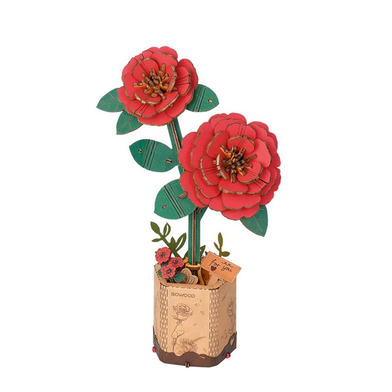 Rowood Wooden Flower - Red Camellia