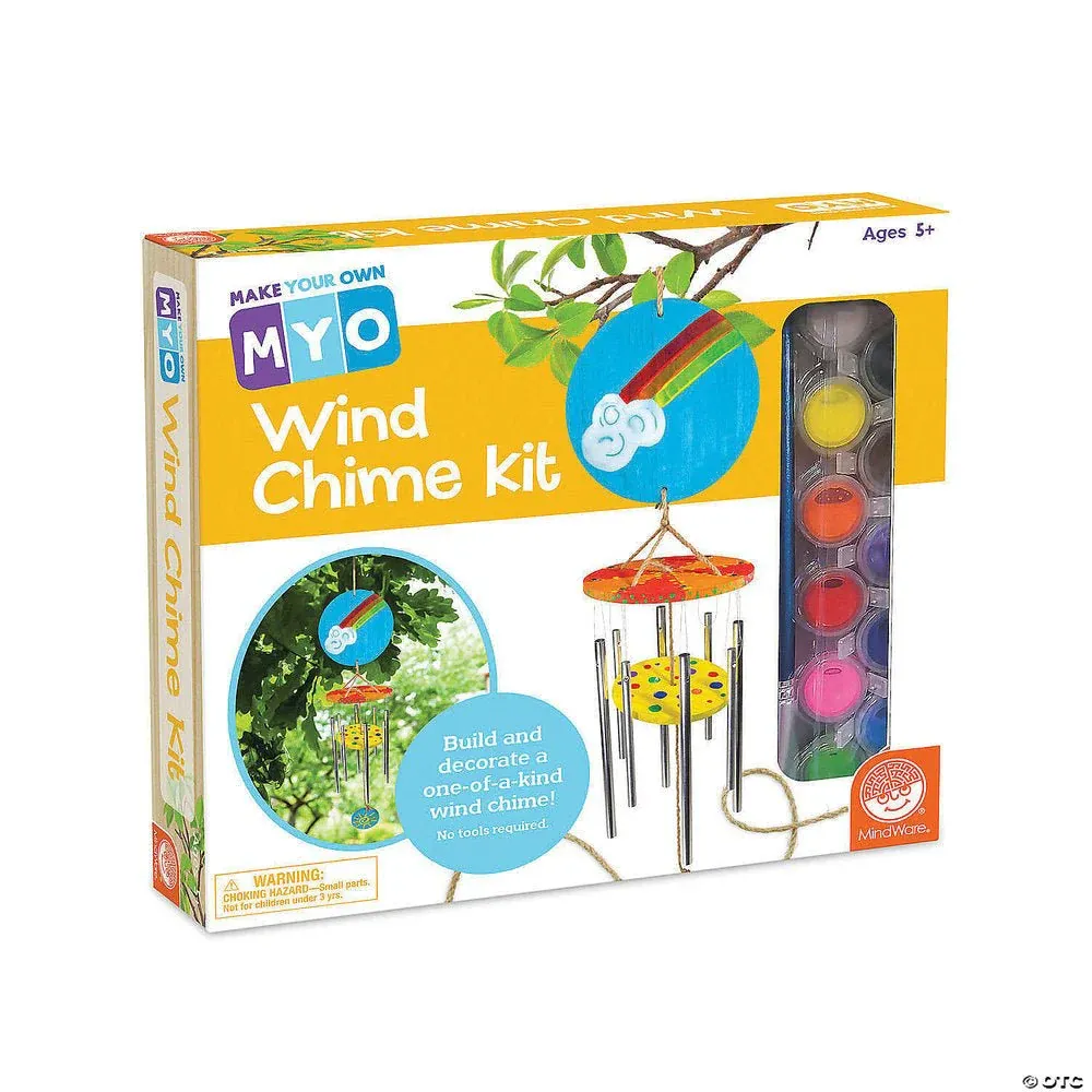 A make your own wind chime kit with vibrant packaging and colorful paints.