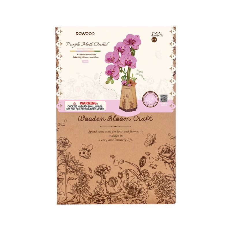Rowood Wooden Flower - Purple Moth Orchid