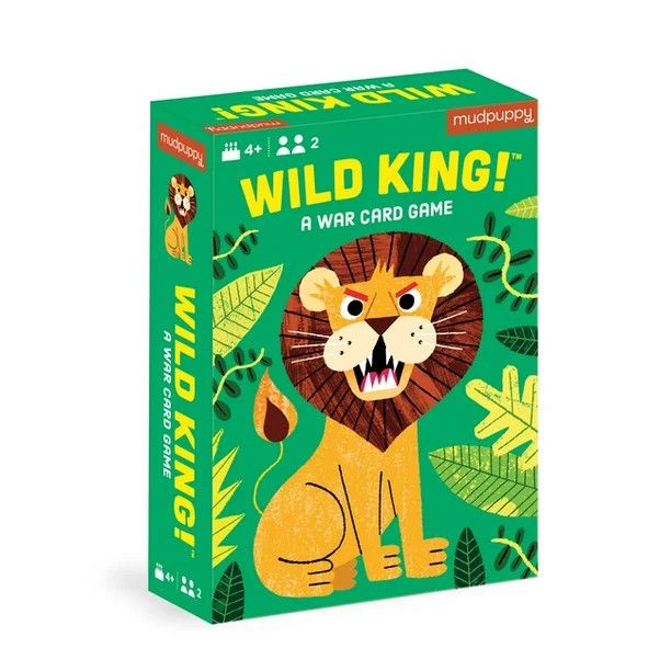 A war card game with a zoo animal theme, labeled &quot;Wild King!&quot;