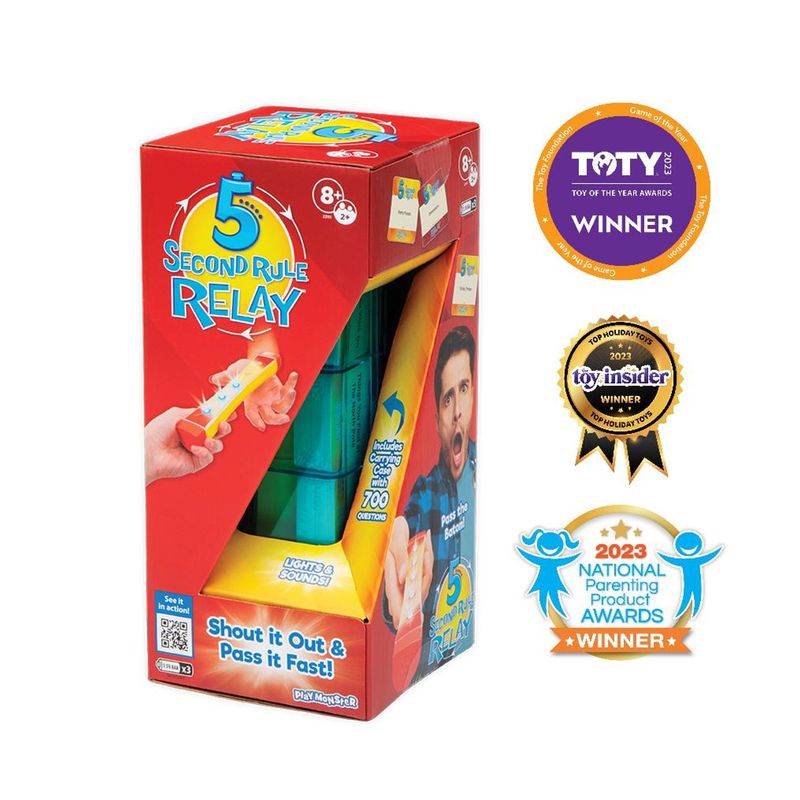 A fun fast paced game in a bright red and yellow box labeled &quot;5 Second Relay&quot;