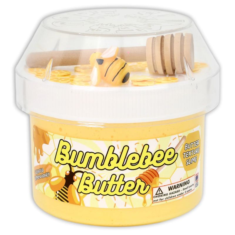 A honey butter scented cloud slime with a cute bee charm and crunchy honeycombs. It also comes with a small honey collector.