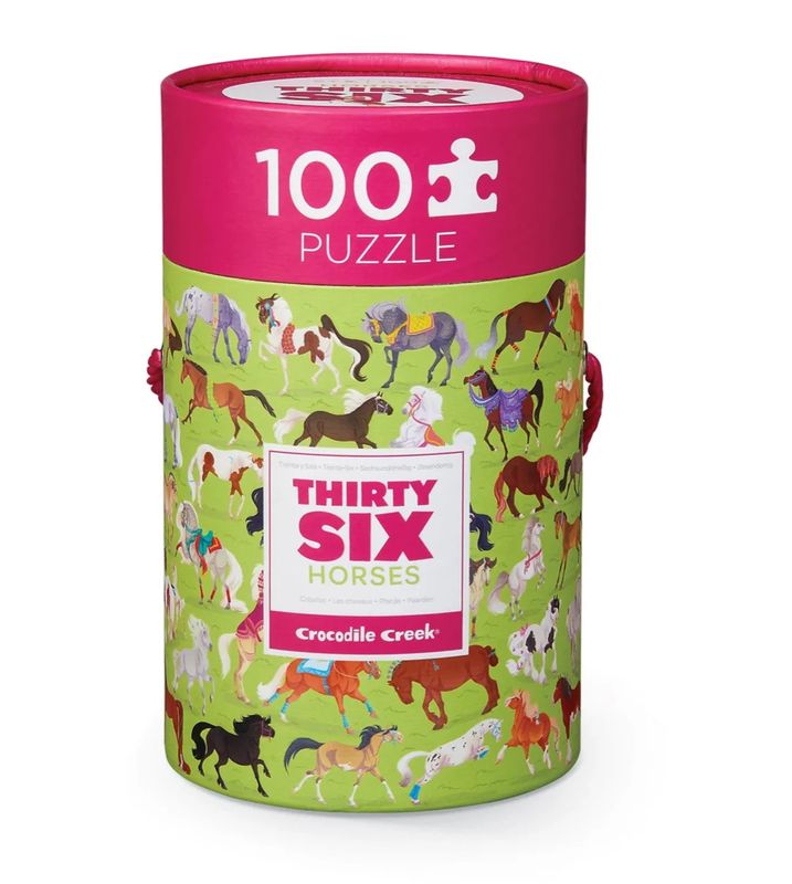 an easy 100 piece horse themed puzzle.