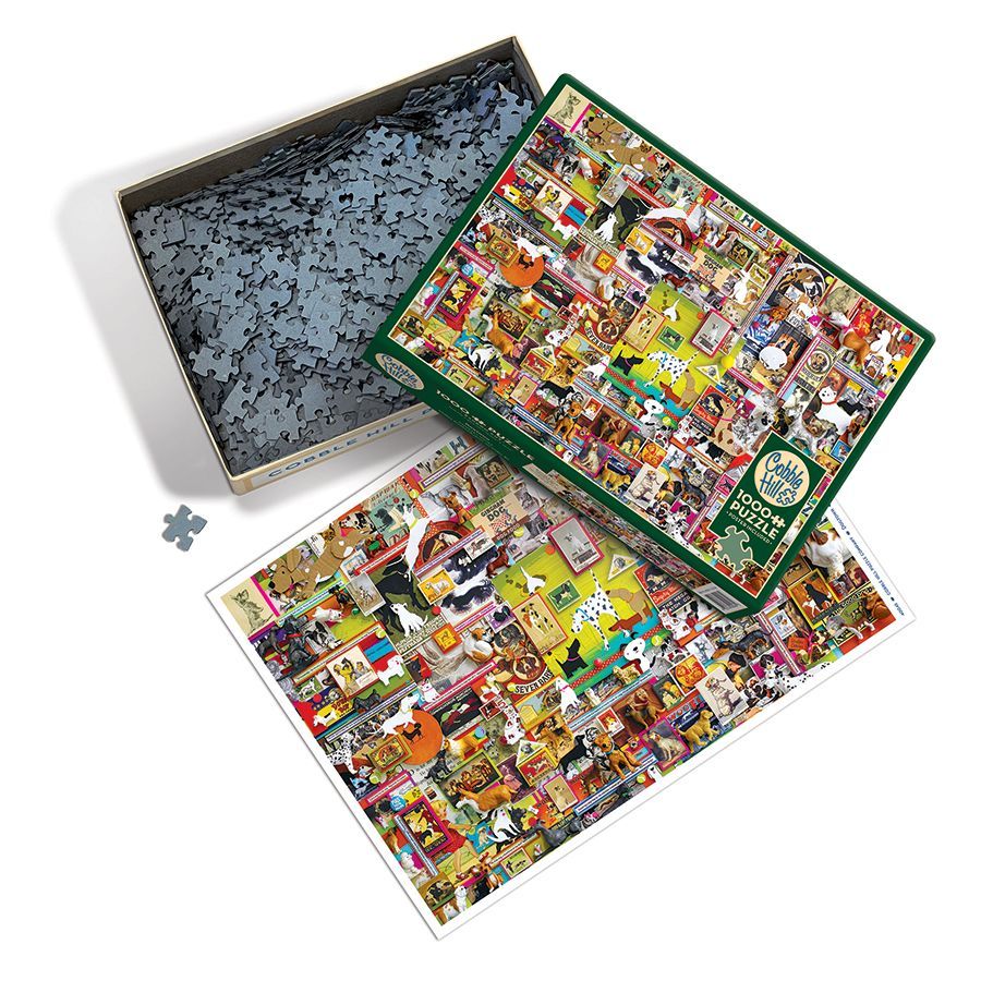 A 1000 piece collage puzzle of an assortment of different dogs.