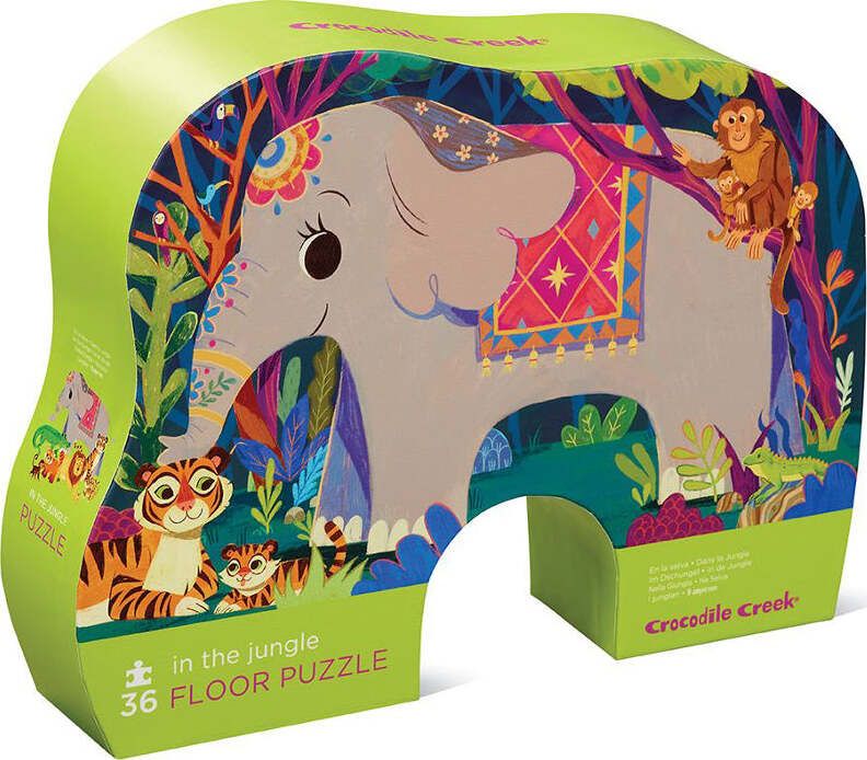 A cute elephant in a stylized 36 piece puzzle perfect for kiddos who love jungle book.