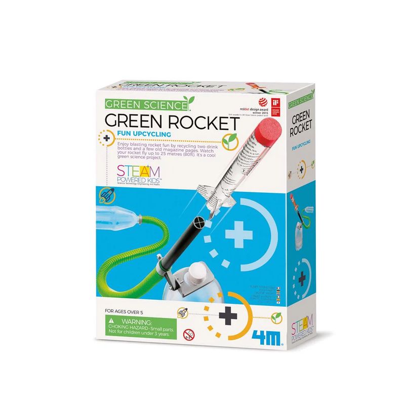 A green science green rocket kit, which includes everything you need to put together and eco friendly science project.