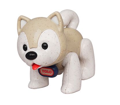 A cute fluffy husky made out of recycled wheat plastic.