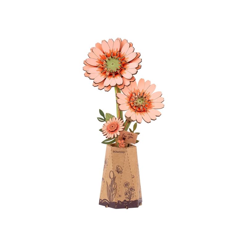 Rowood Wooden Flower - Orange Gerbera Daisy