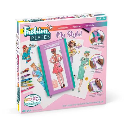 A cute and portable Fashion Plates - My Style kit in pink and blue.