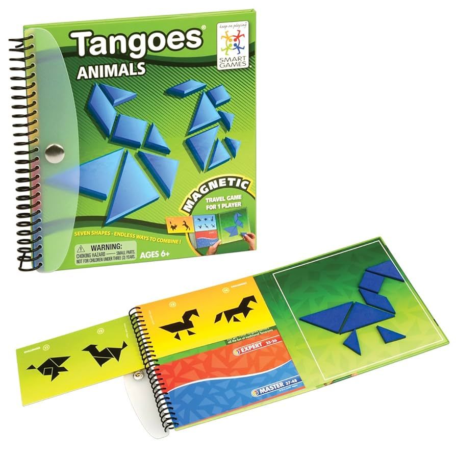 A Tangoes Animals book flipped open with magnets on it.