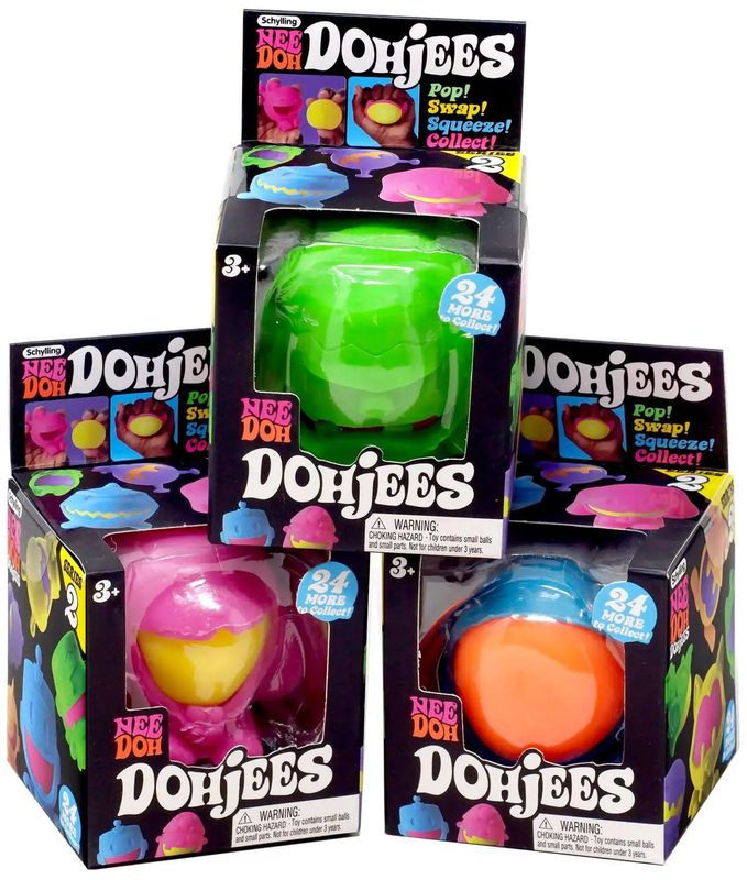 3 sensory squishy nee dohs that have interchanging outfits.