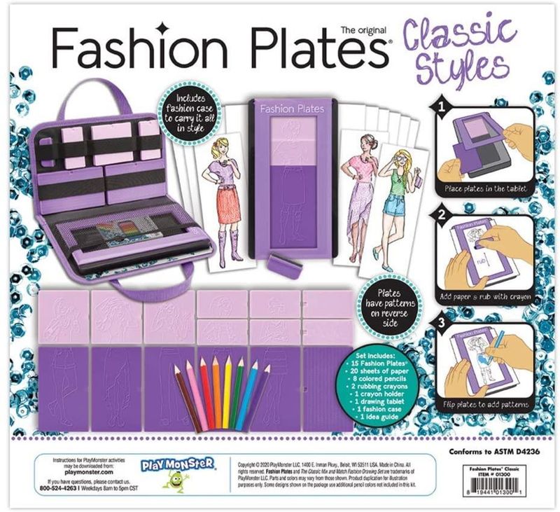 Fashion Plates classic style with a cute and portable purple travel case.